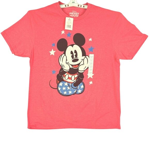 Disney Women's Mickey Mouse Short Sleeve Crew Neck Red Graphic T-Shirt Size L NW - Picture 1 of 7